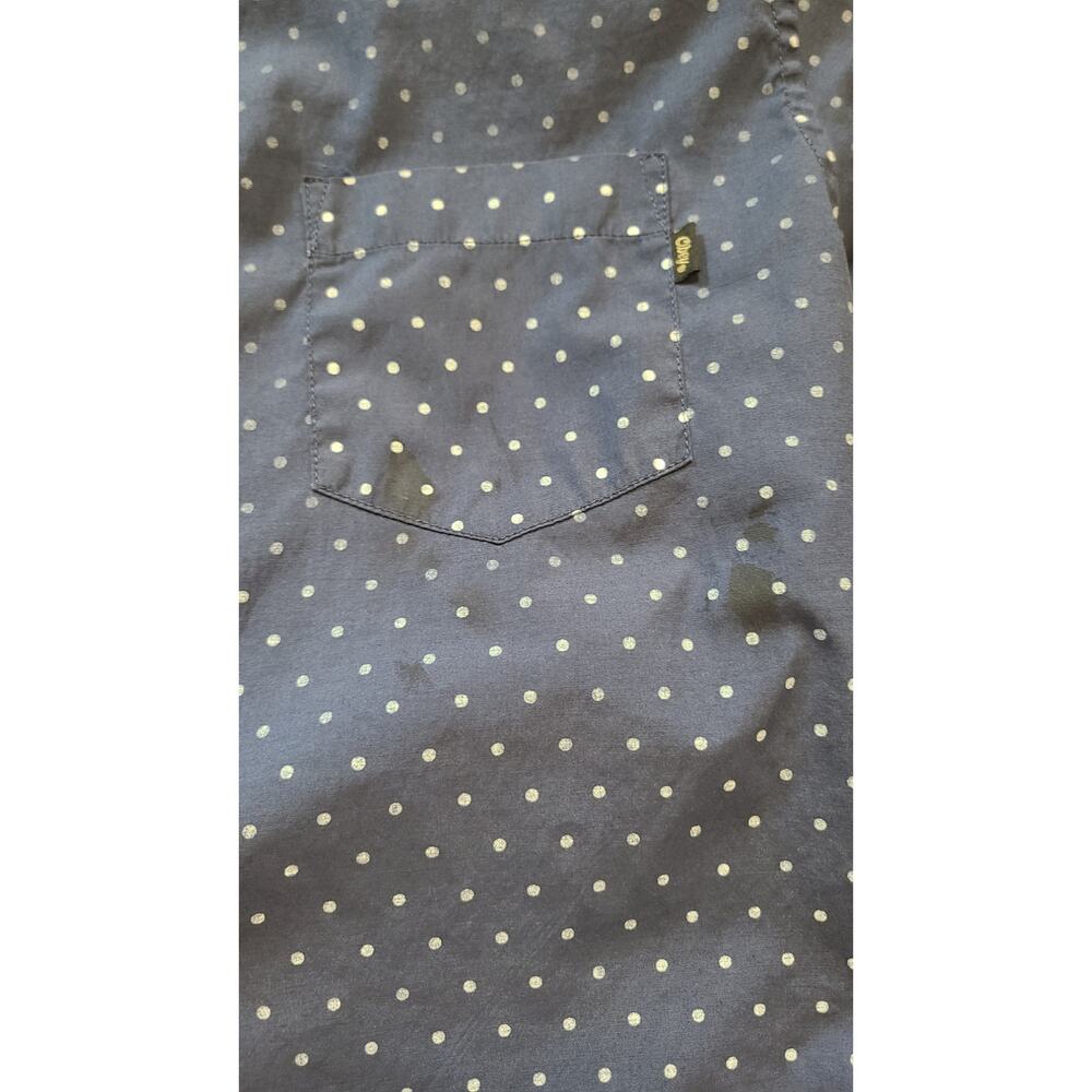 Obey Dexter Short Sleeve Mens XL Lighweight Blue White Polka Dot FLAW - Picture 2 of 7